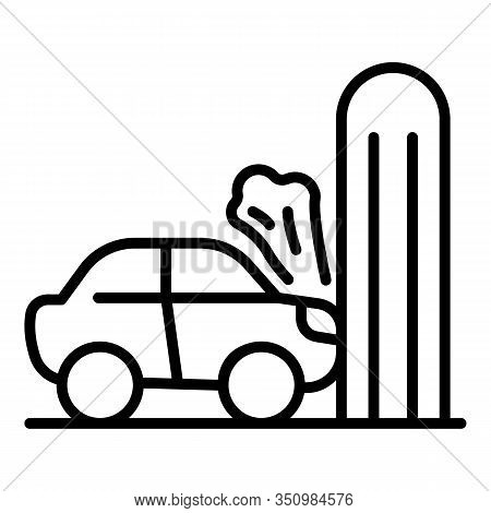 Wall Car Accident Icon. Outline Wall Car Accident Vector Icon For Web Design Isolated On White Backg