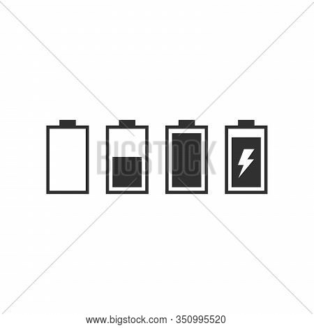 Set Of Battery Charge Level Indicators. Stock Vector Illustration Isolated On White Background.