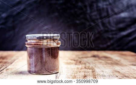Perth, Scotland - 11 November 2019: A Jar Of Homemade Plum Jam