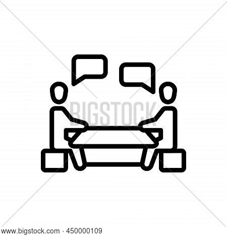 Black Line Icon For Discuss Dissert Debate Altercate Argue Communication Conversation