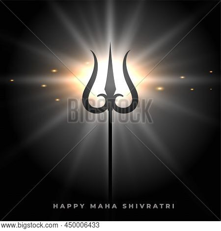 Happy Maha Shivratri Background With Glowing Trishul Weapon