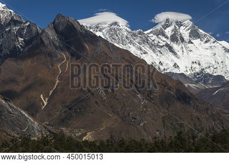 Namche Bazar, Nepal - Circa October 2013: View Of The Himalayas (everest, Lhotse) From Near Namche B