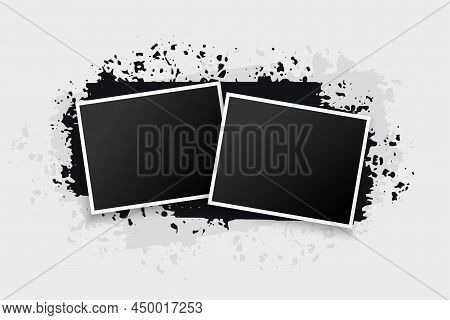 Grunge Style Two Photo Frames Background Vector Illustration