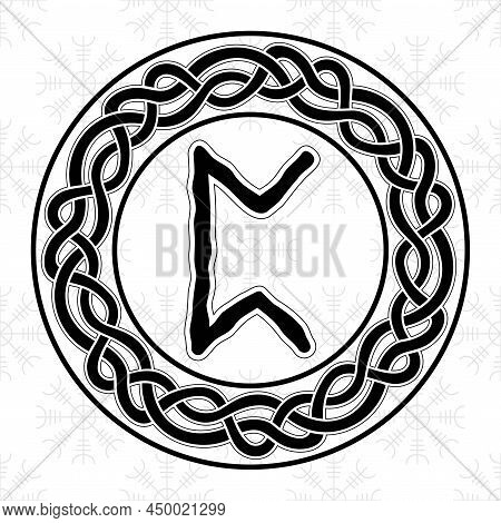 Rune Perthro In A Circle - An Ancient Scandinavian Symbol Or Sign, Amulet. Viking Writing. Hand Draw