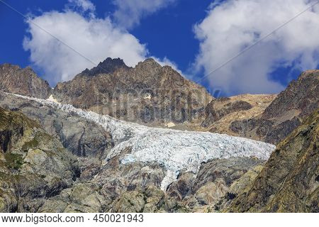 Summer 2019 Image Of The Southern Part Of The Galcier Blanc (2542m) Located In The Ecrins Massif In 