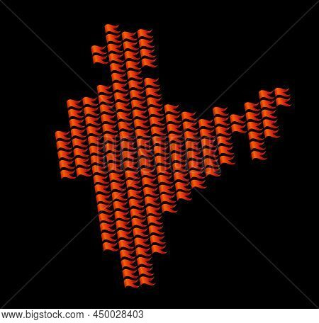 India Map Made By Hindu Flag. Hindu Flags India Map.
