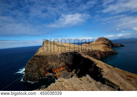 View Of The Rocky Cliffs Of The Beautiful Island Of Madeira.