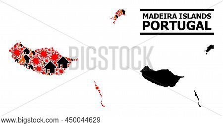 War Mosaic Vector Map Of Madeira Islands. Geographic Mosaic Map Of Madeira Islands Is Designed From 