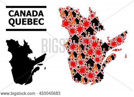 War Collage Vector Map Of Quebec Province. Geographic Collage Map Of Quebec Province Is Organized Fr