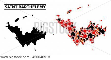 War Mosaic Vector Map Of Saint Barthelemy. Geographic Collage Map Of Saint Barthelemy Is Constructed