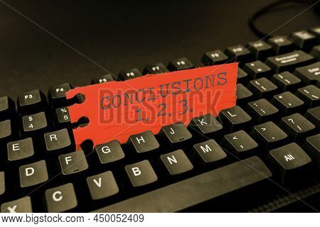 Sign Displaying Conclusions 1. 2. 3.. Concept Meaning Lists Of Suppositions Numbers Of Presumptions 