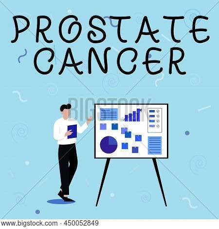 Hand Writing Sign Prostate Cancer. Business Overview Cancer That Occurs In The Gland Of Male Reprodu