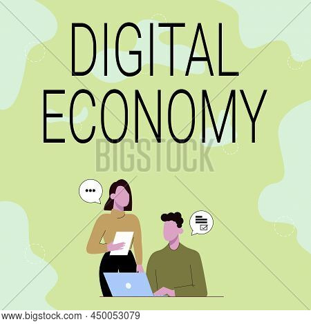 Handwriting Text Digital Economy. Conceptual Photo Worldwide Network Of Economic Activities And Tech