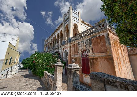 Santa Cesarea Terme, Puglia, Italy. August 2021. Amazing View Of Palazzo Sticchi, The 19th Century M