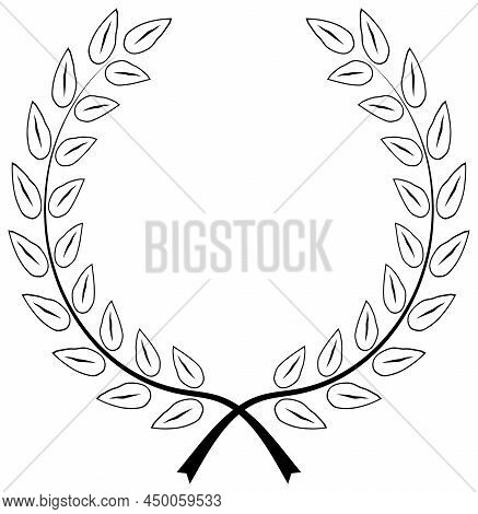 Laurel Honor Wreath Vector In Black On White Isolated Background.
In Hand Painted Doodle Sketch Desi