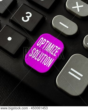 Text Caption Presenting Optimize Solution. Internet Concept Process Of Finding The Greatest Value Of