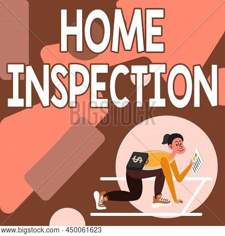 Handwriting Text Home Inspection. Internet Concept Examination Of The Condition Of A Home Related Pr