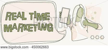 Conceptual Caption Real Time Marketing. Business Concept Creating A Strategy Focused On Current Rele