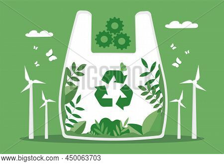 Concept Of Recycling. Ecology And Care For Planet And Environment. Waste Reduction And Proper Use. N