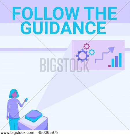 Text Caption Presenting Follow The Guidance. Business Overview Controlling A Course Of Projectile By