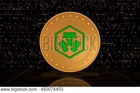 Crypto.com Cro Cryptocurrency Symbol Golden Coin 3D Illustration