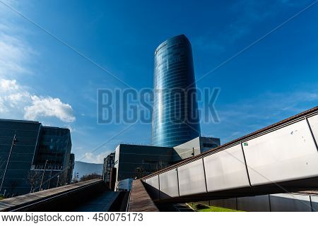 Bilbao, Spain - February 13, 2022: Iberdrola Tower In Bilbao. Ibedrola Is A Spanish Multinational El