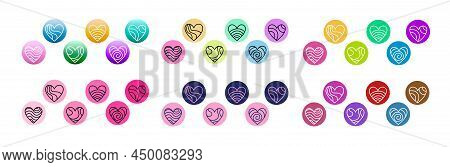 Simple Hand-drawn Flat Linear Hearts Icon Set