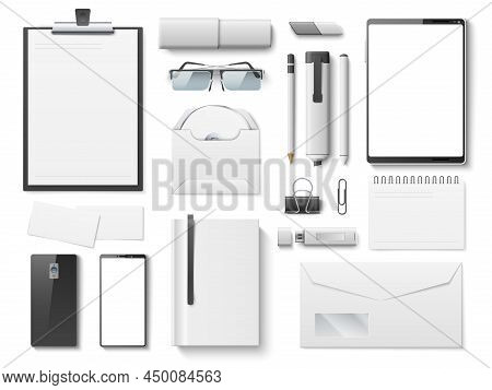 Office Stationery Mockup. Realistic Blank Template For Corporate Identity. Business Documentation. G