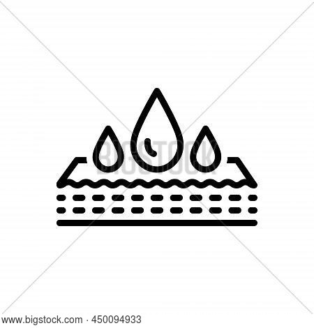 Black Line Icon For Absorption Soaking Consumption Moisture Droplet Waterproof Humidity Wetness Damp