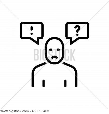Black Line Icon For Complaint Grievance Accusation Criticism Feedback Comment Bubble