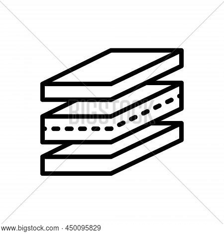 Black Line Icon For Layers Flake Stratum Lode Coat Absorbent Fabric Face Filter Edges