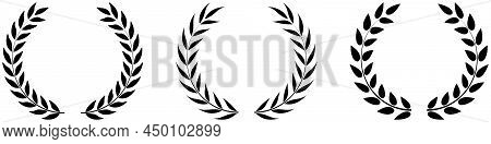 Laurel Wreath Honor Vector In Black. Left And Right Single. White Isolated Background.
Each Side Sin