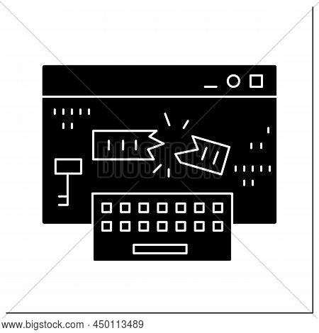 Keylogger Glyph Icon. Keyboard Input Logger Injection. Concept Of Safe Internet Browsing And Hacker 