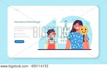 Defectologist Web Banner Or Landing Page. Psychologist Or Educator