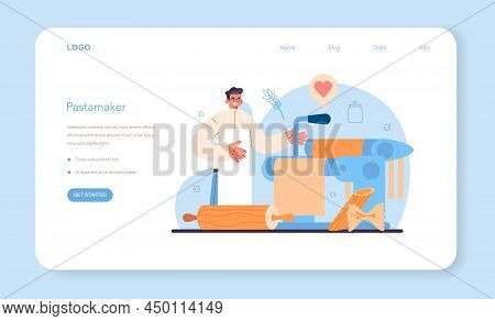 Dough Products Making Web Banner Or Landing Page. Baking Industry
