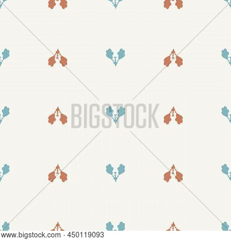 Gender Neutral Sprigged Foliage Seamless Vector Background. Simple Whimsical Botanical 2 Tone Patter