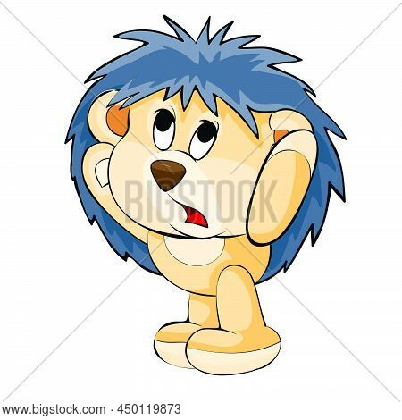 Cute Hedgehog Character Standing With Arms Raised Up, Cartoon Illustration, Isolated Object On White