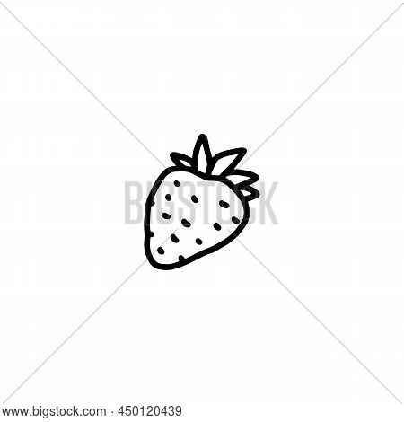 Strawberry Single Berry Icon Hand Drawn Doodle Vector Illustration Isolated.
