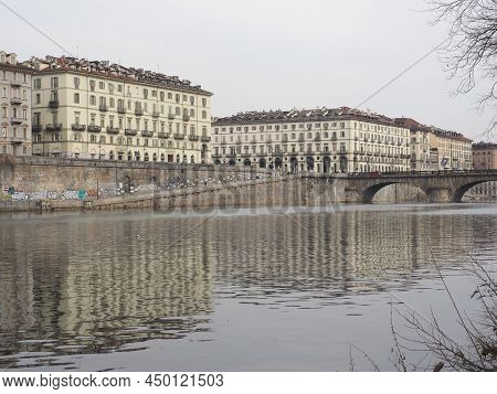 Turin - Circa February 2022: Banks Of River Po In Turin