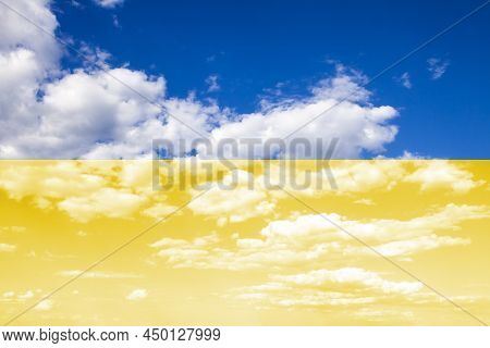 Cloudy Sky Background In Colors Of Ukrainian Flag