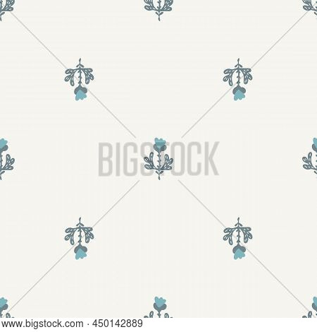 Gender Neutral Sprigged Foliage Seamless Vector Background. Simple Whimsical Botanical 2 Tone Patter