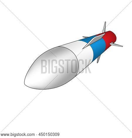Military Missile Russian Federation. War Symbol. Vector Peace Illustration. Bomb Attack Graphic Stoc