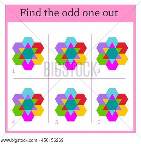 Find The Odd One Out. Visual Logic Puzzle For Children. Vector Illustration.