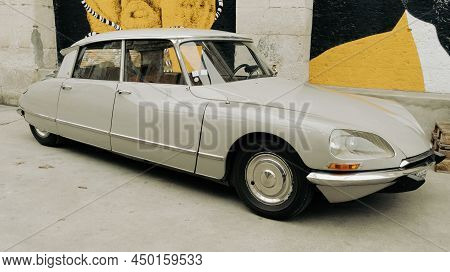 Bordeaux , Aquitaine  France - 02 15 2022 : Citroen Ds Sixties French Car Beige Vintage Old Timer Ve