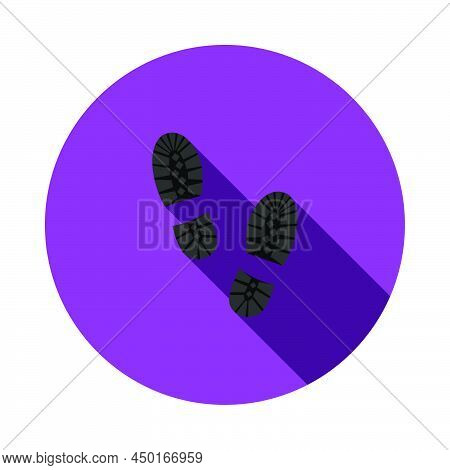 Boot Print Icon. Flat Circle Stencil Design With Long Shadow. Vector Illustration.