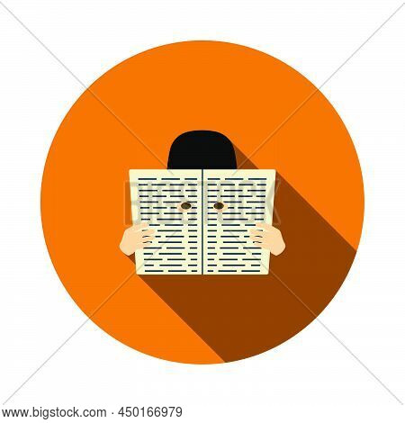 Newspaper Hole Icon. Flat Circle Stencil Design With Long Shadow. Vector Illustration.