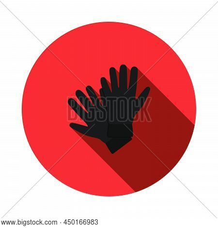 Criminal Gloves Icon. Flat Circle Stencil Design With Long Shadow. Vector Illustration.