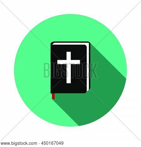 Holly Bible Icon. Flat Circle Stencil Design With Long Shadow. Vector Illustration.