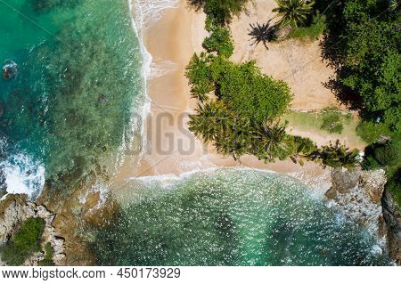 Amazing Top View Beach Aerial View Of Tropical Beach Sea In The Beautiful Phuket Island Located At Y