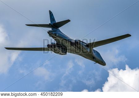 Sliac, Slovakia - August 27, 2017: Bomber B-1 Bone Lancer Fligting On Slovak International Air Fest